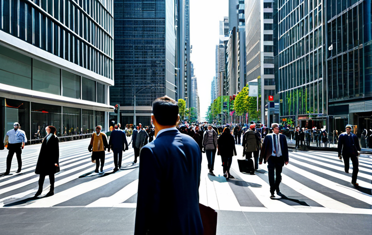 Surveillance in a Modern City**
"A bustling cityscape during the day, filled with pedestrians in professional and modest clothing, fully clothed, surrounded by skyscrapers. Subtle security cameras are visible on buildings and streetlights. The scene evokes a sense of being watched. Safe for work, appropriate content, perfect anatomy, correct proportions, natural pose, professional, high quality, well-formed hands, proper finger count, natural body proportions."
**